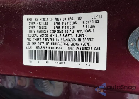 2014 Honda Accord Sport from USA, damaged, VIN 1HGCR2F51EA014588